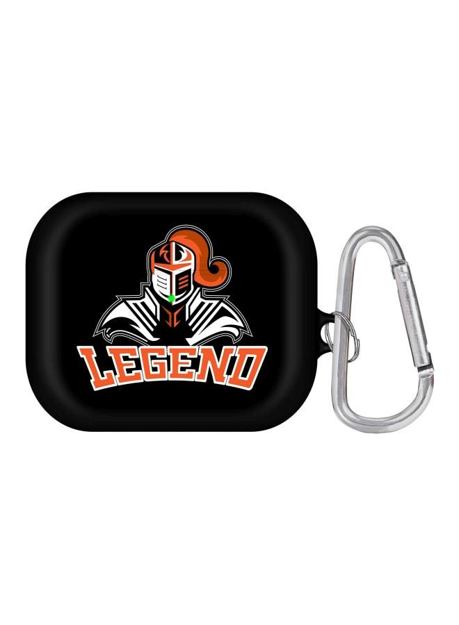 Stylizedd Legend Knight Printed Protective Case With Carabiner For Apple AirPods Pro Black/Orange/White  - Image 1