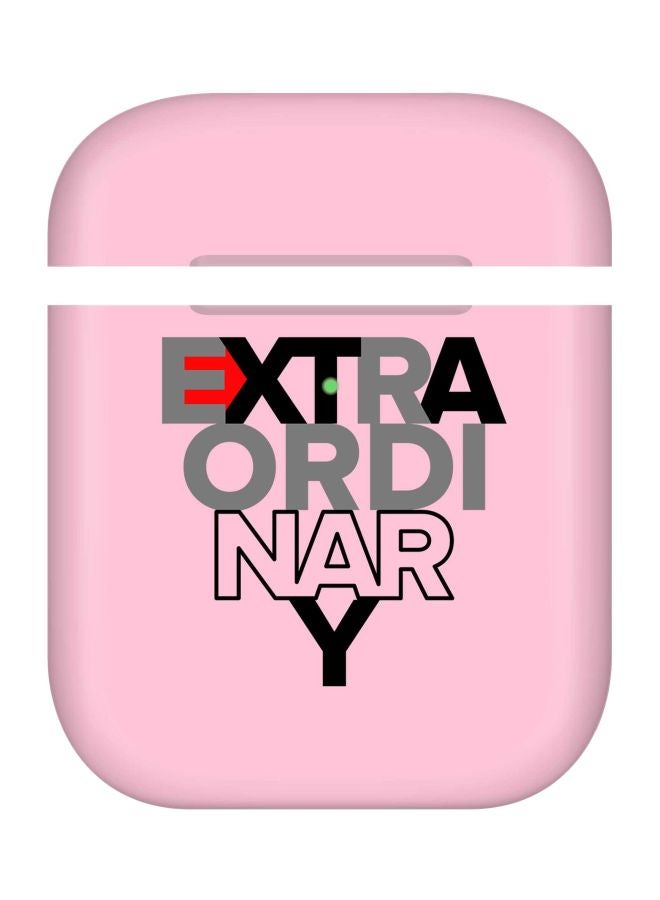 ستايلايزد حافظة حماية بطبعة كلمة ‘Extraordinary‘ لعلبة شحن سماعات أبل آيربودز 2/1 الوردي / رمادي / أسود - Image 1