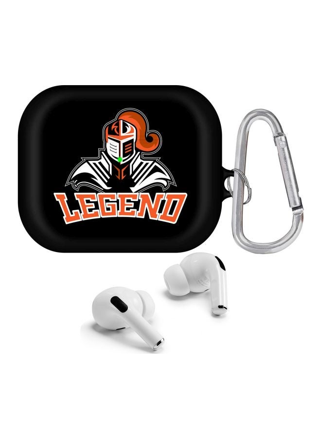 Stylizedd Legend Knight Printed Protective Case With Carabiner For Apple AirPods Pro Black/Orange/White  - Image 2