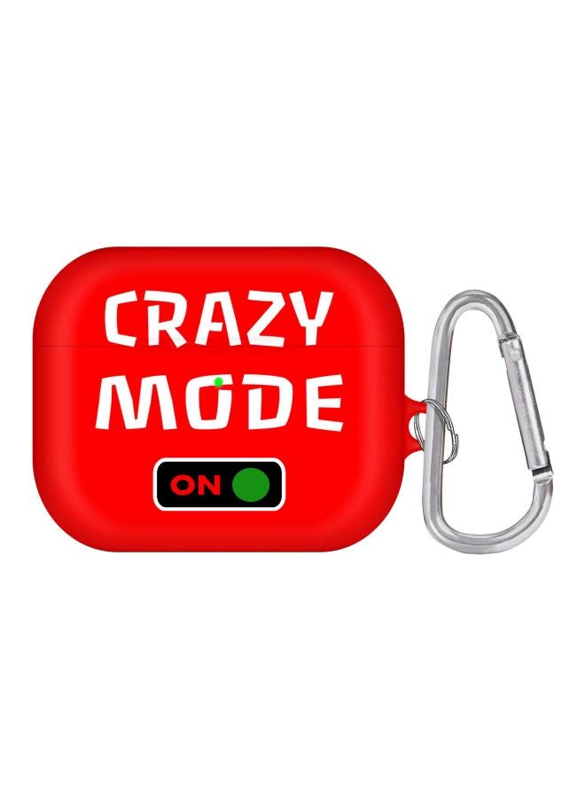 Stylizedd Crazy Mode On Printed Case Cover With Carabiner For Apple AirPods Pro Red/White/Black  - Image 1