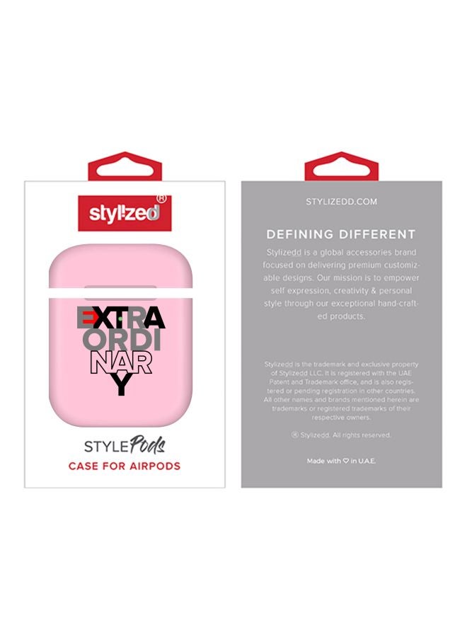 ستايلايزد حافظة حماية بطبعة كلمة ‘Extraordinary‘ لعلبة شحن سماعات أبل آيربودز 2/1 الوردي / رمادي / أسود - Image 2