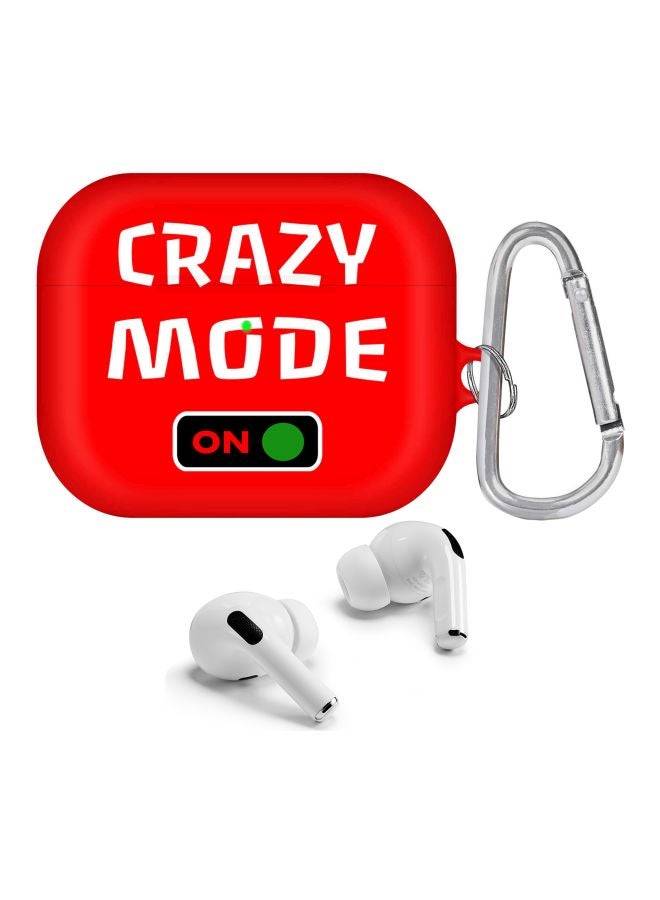 Stylizedd Crazy Mode On Printed Case Cover With Carabiner For Apple AirPods Pro Red/White/Black  - Image 2
