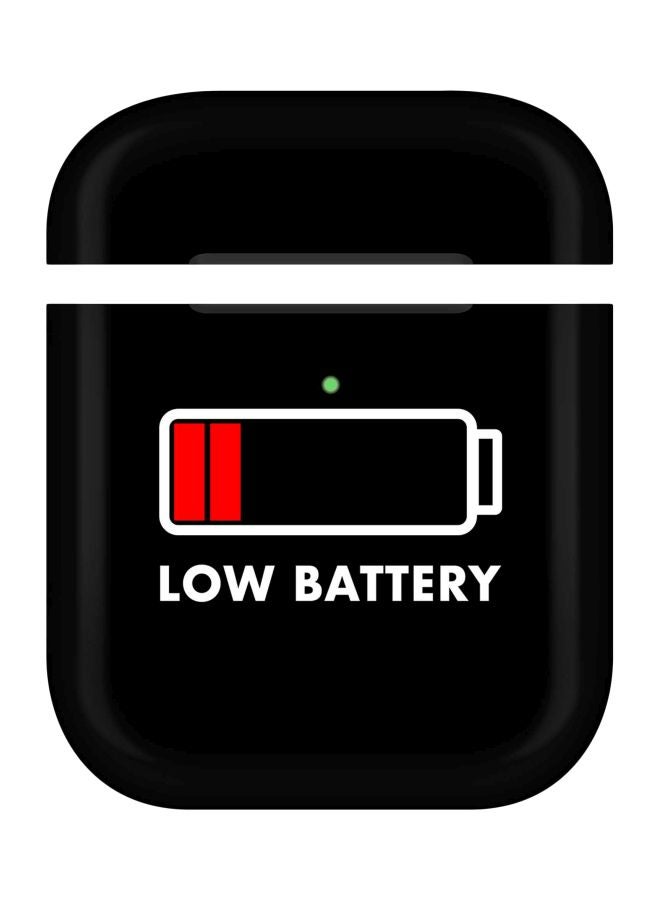 Stylizedd Low Battery Printed Protective Case For Apple AirPods 2/1 Black/White/Red - Image 1