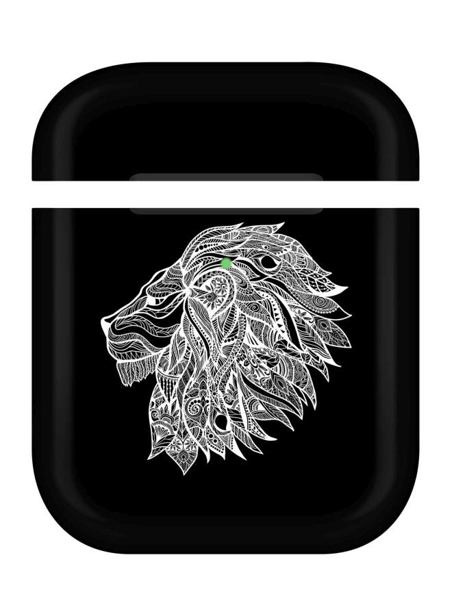 Stylizedd Lion Abstract Printed Protective Case For Apple AirPods 2/1 Black/White - Image 1