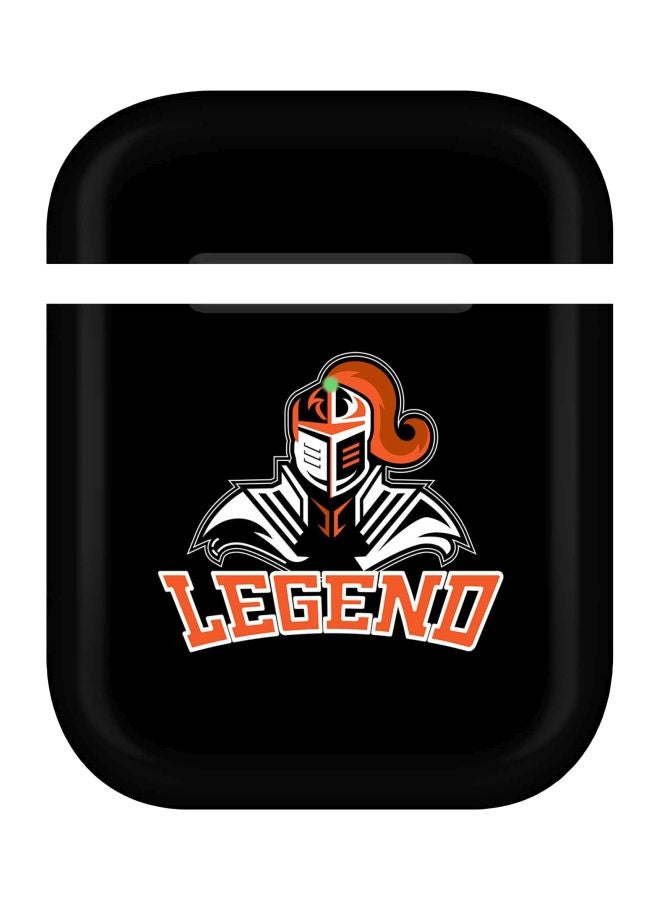 ستايلايزد غطاء حماية بطبعة مستوحاة من لعبة الفيديو "Legend Knight" لسماعات آيربودز أبل 2/ 1 أسود /برتقالي. - Image 1