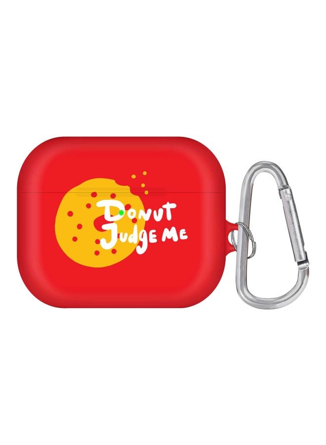 ستايلايزد علبة حماية واقٍ بطبعة عبارة "Donut Judge Me" مع حلقة تعليق لسماعة أبل آيربودز برو أحمر/أصفر - Image 1