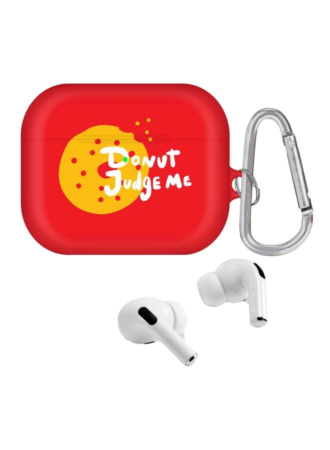 ستايلايزد علبة حماية واقٍ بطبعة عبارة "Donut Judge Me" مع حلقة تعليق لسماعة أبل آيربودز برو أحمر/أصفر - Image 2