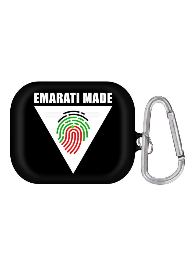 Stylizedd - Emarati Made Triangle Printed Protective Case With Carabiner For Apple AirPods Pro Black/Red/White - Image 1