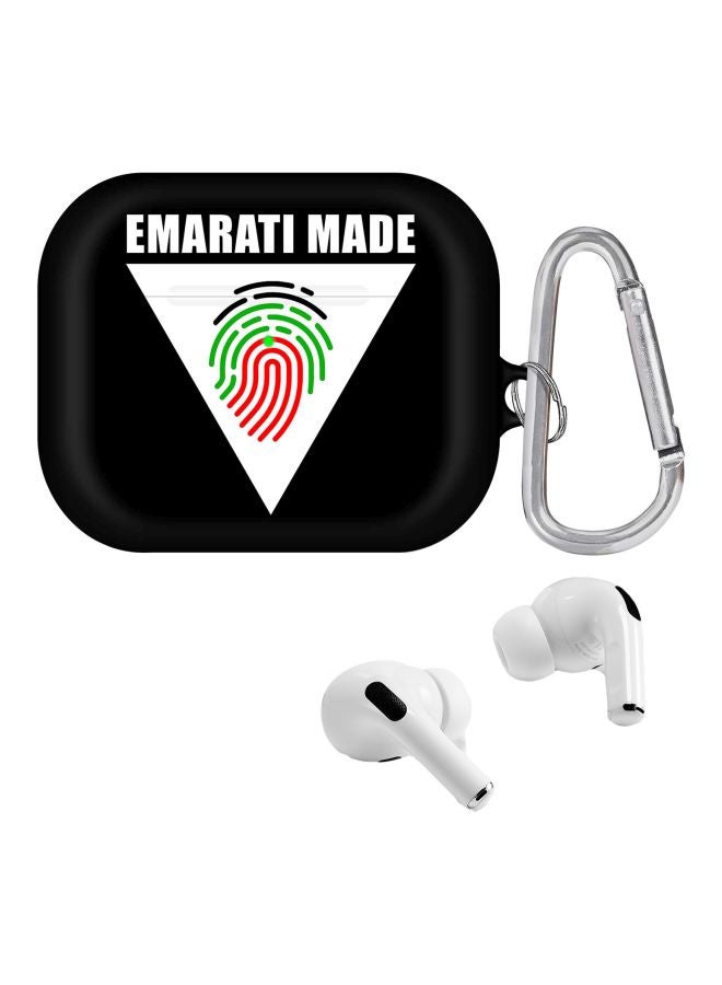 Stylizedd - Emarati Made Triangle Printed Protective Case With Carabiner For Apple AirPods Pro Black/Red/White - Image 1
