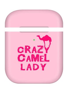 ستايلايزد غطاء حماية واقٍ مزين بطبعة جمل وعبارة "Crazy Camel Lady" لآيربودز أبل 2/1 وردي  - Image 1