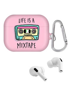 ستايلايزد غطاء حماية بطبعة عبارة "Life Is A Mixtape" مزود بحلقة لسماعات أبل آيربودز برو وردي/ أسود/ أخضر  - Image 2