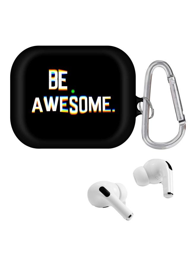 Stylizedd Be Awesome Printed Protective Case With Carabiner For Apple AirPods Pro Black/White  - Image 2
