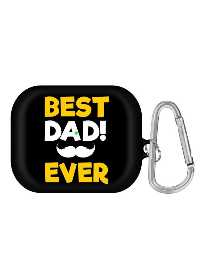 ستايلايزد غطاء حماية واقٍ بطبعة عبارة "Best Dad Ever" مزود بمشبك لسماعات أبل آيربودز برو أسود/ أبيض/ أصفر - Image 1