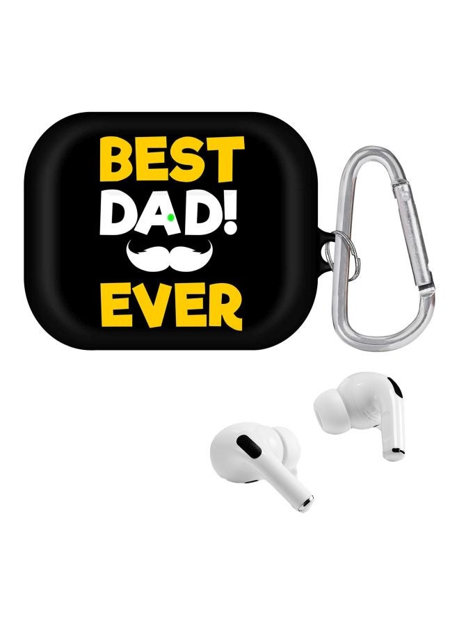 ستايلايزد غطاء حماية واقٍ بطبعة عبارة "Best Dad Ever" مزود بمشبك لسماعات أبل آيربودز برو أسود/ أبيض/ أصفر - Image 2