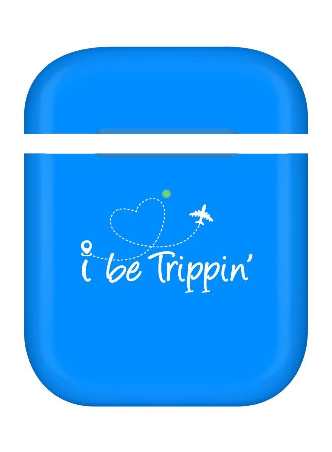 ستايلايزد غطاء حماية بطبعة "I Be Trippin'" لسماعات أبل آيربودز 2 و1 أزرق / أبيض - Image 1