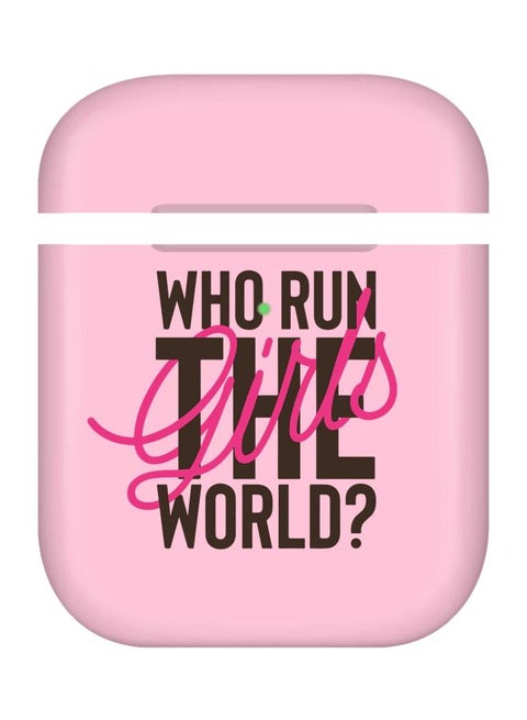 Who Run The World? Printed Case For Apple AirPods 2/1 Pink/Brown