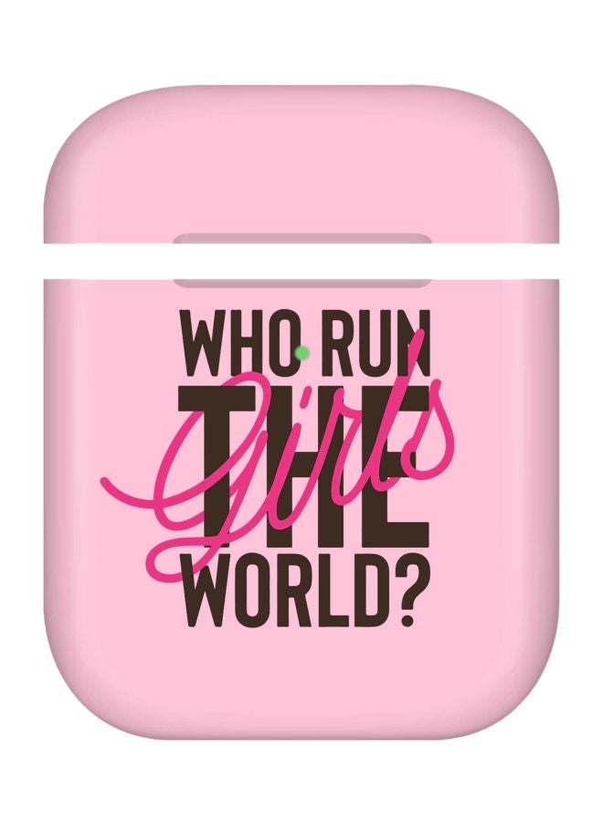 Stylizedd Who Run The World? Printed Case For Apple AirPods 2/1 Pink/Brown  - Image 1