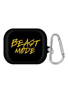 Beast Mode Printed Protective Case With Carabiner For Apple AirPods Pro Black/Yellow