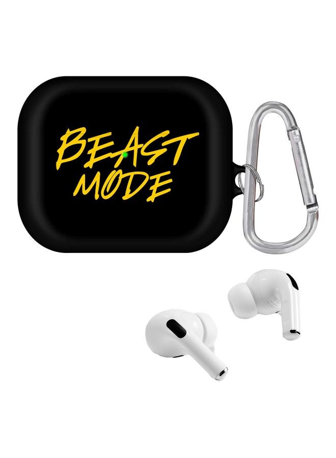 Stylizedd - Beast Mode Printed Protective Case With Carabiner For Apple AirPods Pro Black/Yellow - Image 1