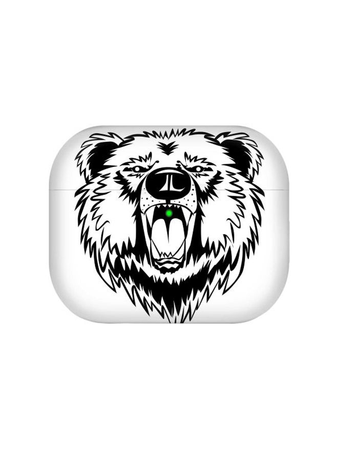Stylizedd Grizzly Bear Printed Protective Case With Carabiner For Apple AirPods Pro White/Black  - Image 2