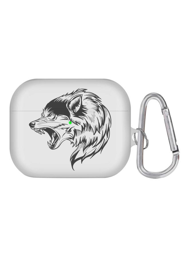 Stylizedd Wolf Face Printed Protective Case Cover For Apple AirPods Pro 1/2 2019 White/Black  - Image 1