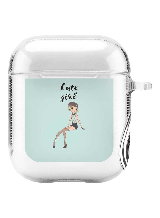 Stylizedd Classic Series Shy Cute Girl Printed Case Cover For Apple AirPods 2/1 Clear/Blue/Black - Image 1