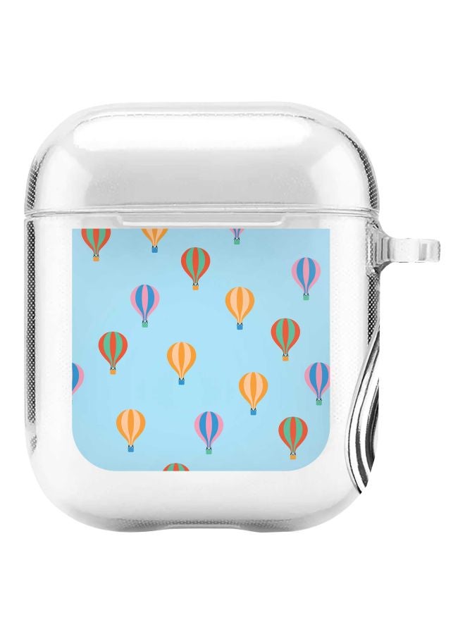 ستايلايزد غطاء حماية من سلسلة كلاسيك كلير بطبعة مناطيد هواء ساخن لسماعات أبل آيربودز 2/1 شفاف/أزرق/برتقالي - Image 1