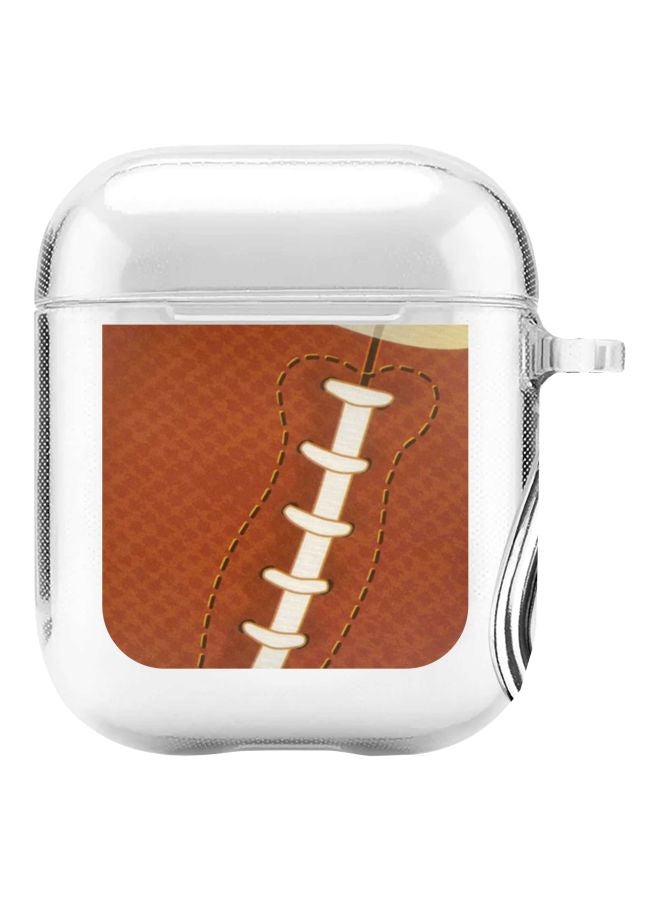 Stylizedd Classic Clear Series Rugby Ball Printed Case Cover For Apple AirPods 2/1 Clear/Brown/Beige  - Image 1