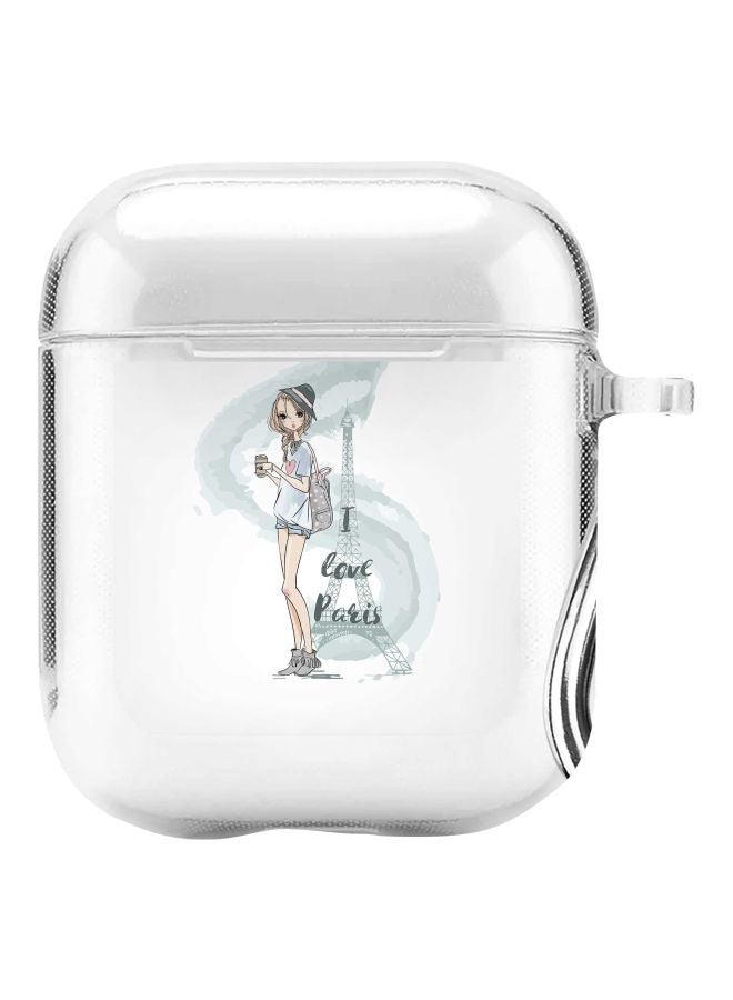 Stylizedd Classic Series I Love Paris Printed Case Cover For Apple AirPods 2/1 Clear/Blue  - Image 1