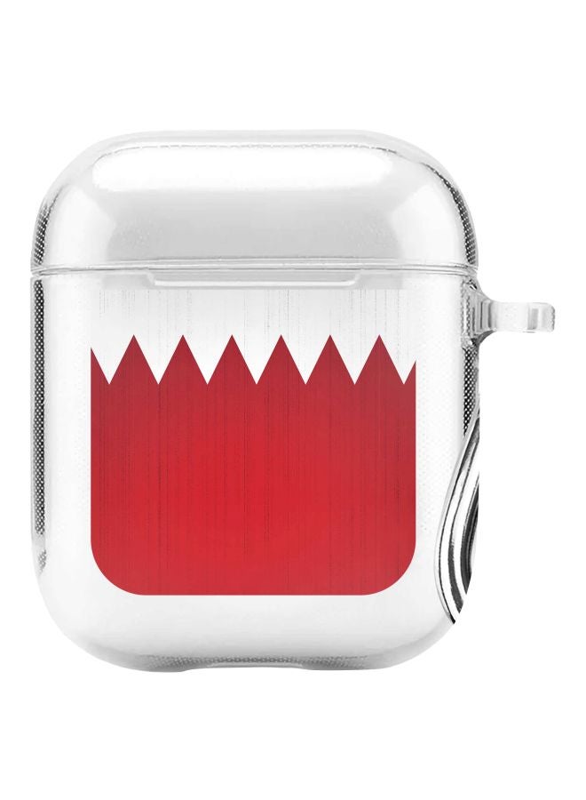 ستايلايزد غطاء حماية من سلسلة كلاسيك بطبعة علم البحرين لسماعات أبل آيربودز 2/1 شفاف/ أحمر - Image 1