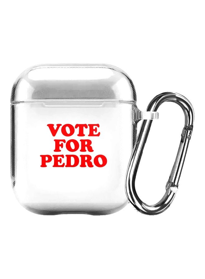 Stylizedd Classic Series Vote For Pedro Printed Case Cover With Carabiner For Apple AirPods 2/1 Clear/Red - Image 1
