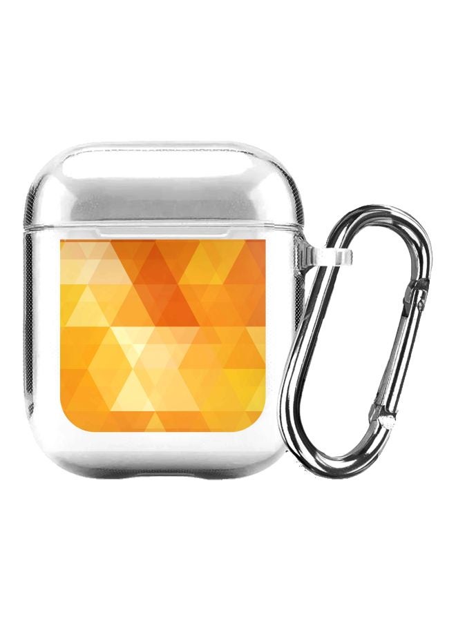 Stylizedd Classic Clear Series Gold Rush Printed Case Cover With Carabiner For Apple AirPods 2/1 Clear/Orange/Yellow - Image 1