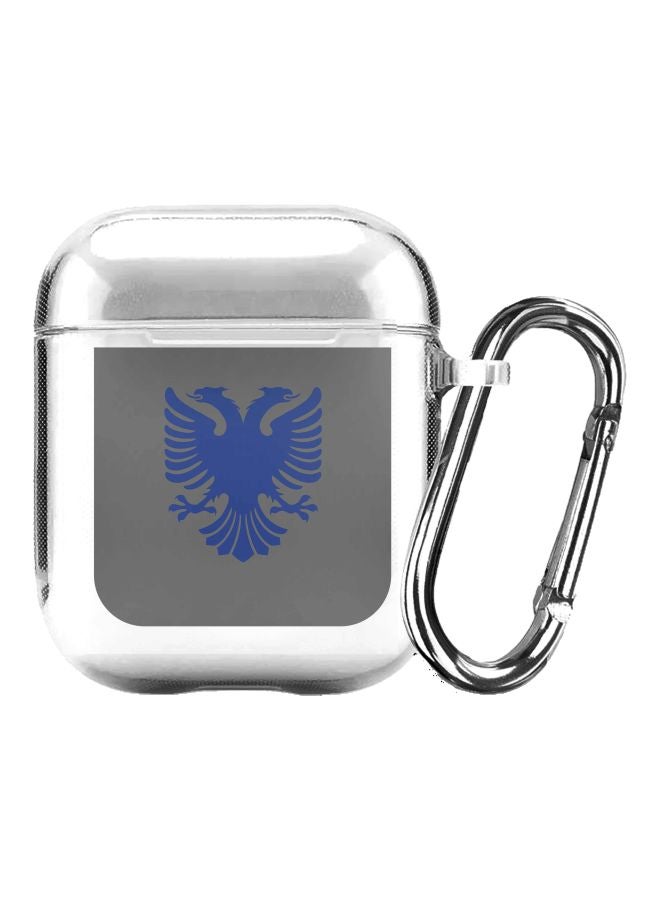 Stylizedd Classic Series Albanian Eagle Printed Case Cover With Carabiner For Apple AirPods 2/1 Clear/Grey/Blue  - Image 1