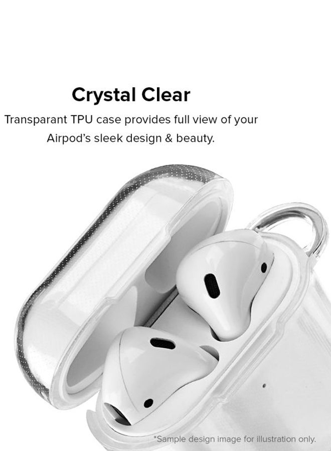 Stylizedd Classic Series 3D Geometry Printed Case Cover With Carabiner For Apple AirPods 2/1 Clear/Blue/Yellow - Image 2