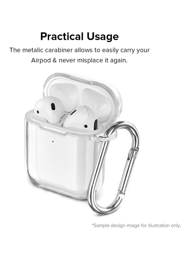 Stylizedd Classic Series 3D Geometry Printed Case Cover With Carabiner For Apple AirPods 2/1 Clear/Blue/Yellow - Image 3