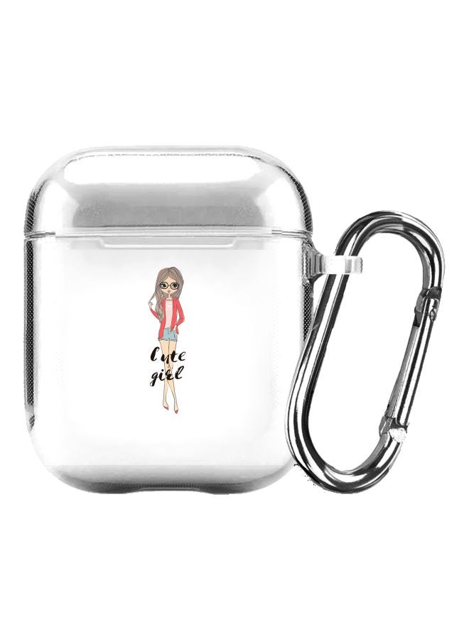 Stylizedd Classic Clear Series Dreamer Cute Girl Printed Case Cover With Carabiner For Apple AirPods 2/1 Clear/Pink  - Image 1