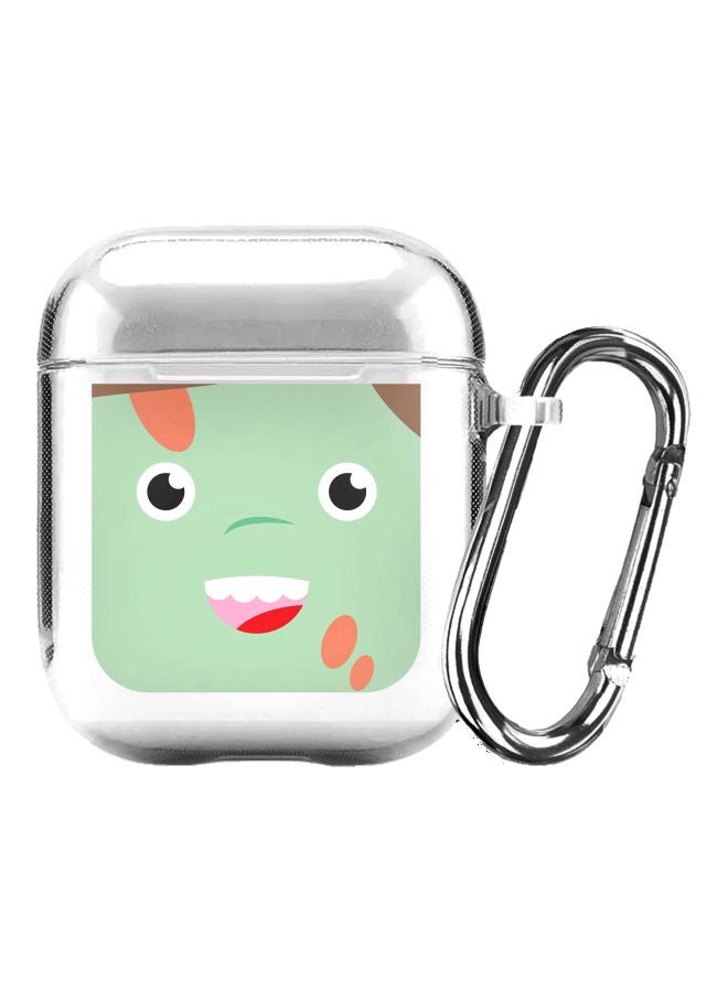Stylizedd Classic Series Cute Avatar Printed Case Cover With Carabiner For Apple AirPods 2/1 Clear/Green/Pink  - Image 1