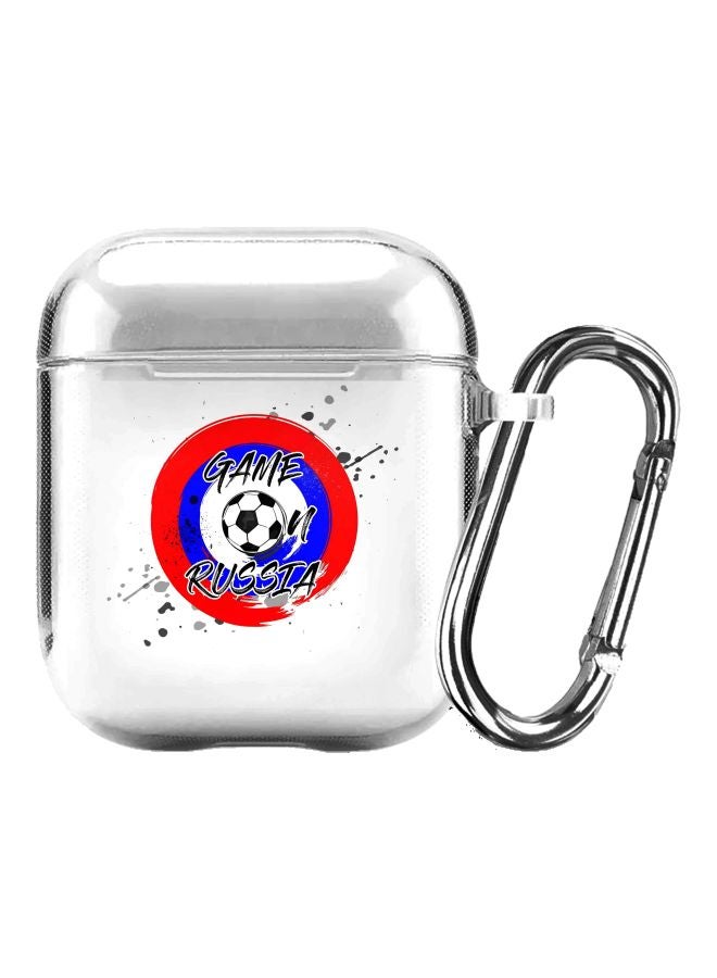 Stylizedd Classic Series Game On Russia Printed Case Cover With Carabiner For Apple AirPods 2/1 Clear/Red/Blue  - Image 1