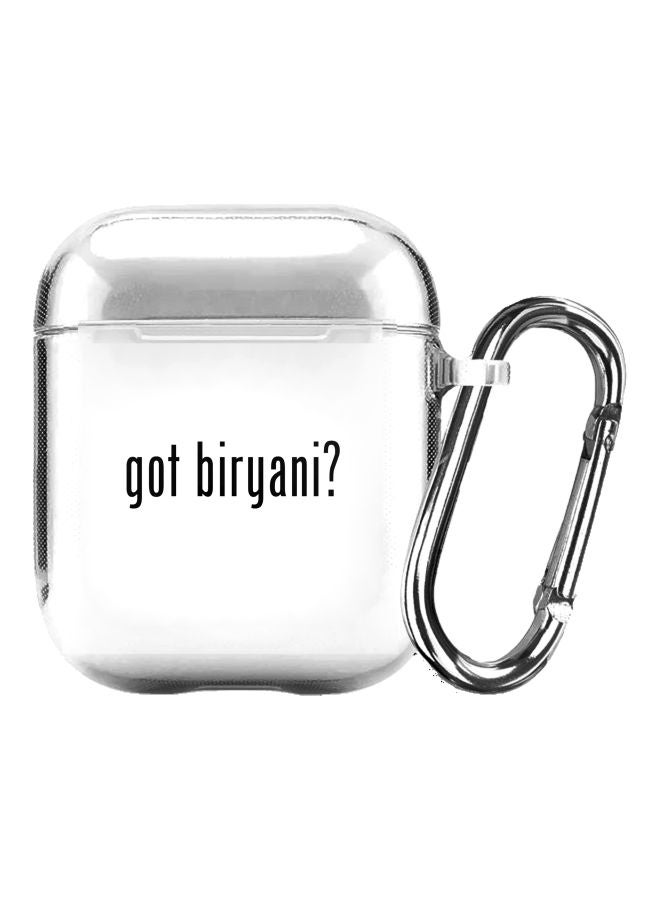 ستايلايزد حافظة واقية من سلسلة كلاسيك بطبعة "Got Biryani" مزودة بحلقة بقفل زنبركي لسماعة أبل آيربودز 2/ 1 شفاف/ أسود - Image 1