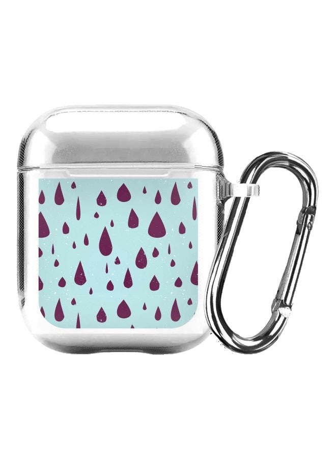 Stylizedd Classic Series Hard Rain Printed Case With Carabiner For Apple AirPods 2/1 Clear/Blue/Purple - Image 1
