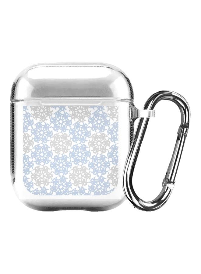 Stylizedd Classic Series Frozen Snowflakes Printed Case With Carabiner For Apple AirPods 2/1 Clear/Blue/Grey - Image 1