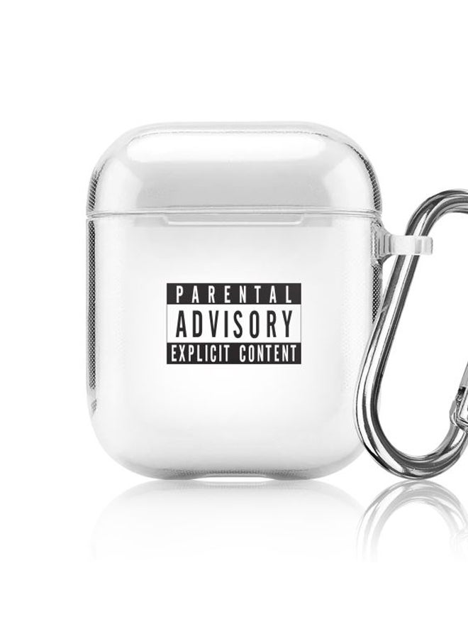 ستايلايزد غطاء حماية من سلسلة كلاسيك بطبعة عبارة "Explicit Content"مع حلقة للتعليق لسماعات أبل آيربودز 2/1 شفاف/ أسود - Image 5