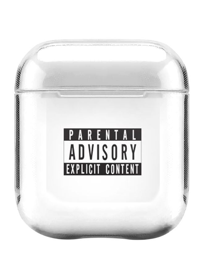 ستايلايزد غطاء حماية من سلسلة كلاسيك بطبعة عبارة "Explicit Content"مع حلقة للتعليق لسماعات أبل آيربودز 2/1 شفاف/ أسود - Image 1