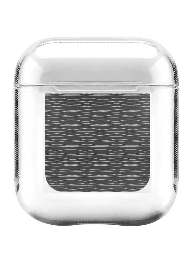 Stylizedd Classic Series Squiggly Lines Printed Case With Carabiner For Apple AirPods 2/1 Clear/Black/White  - Image 1