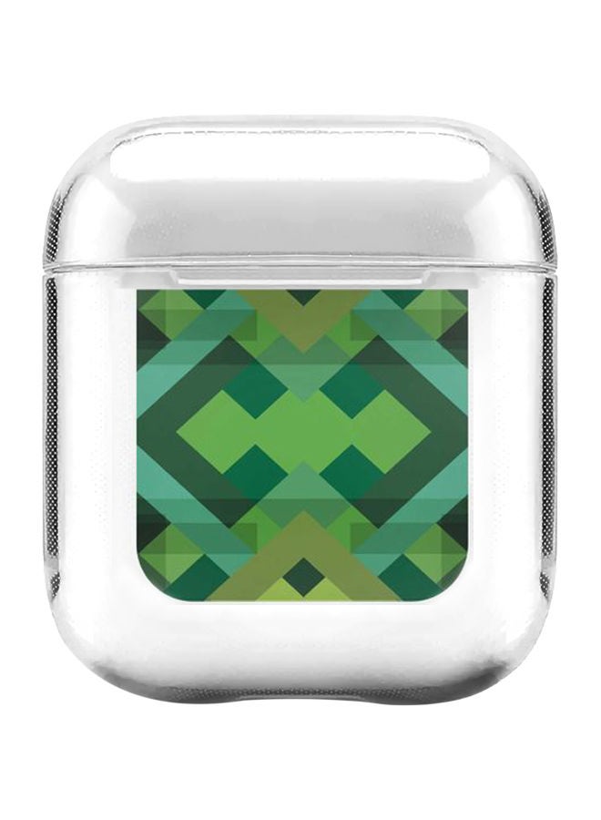 Stylizedd Classic Series Geometric Reflections Printed Case With Carabiner For Apple AirPods 2/1 Clear/Green/Marine - Image 1