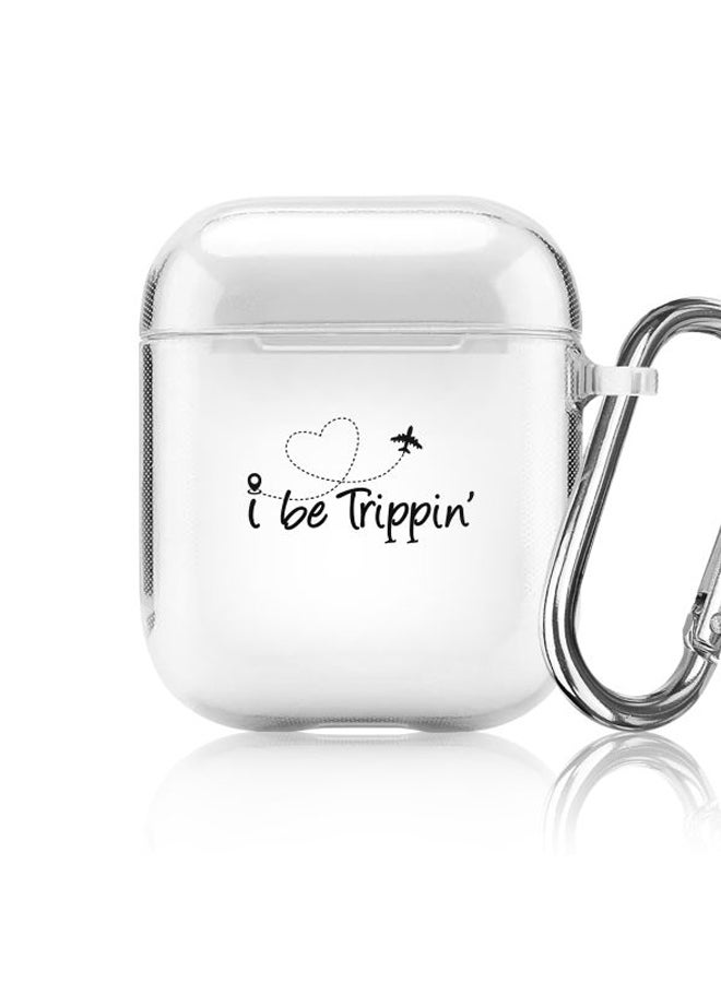 Stylizedd Classic Clear Series I Be Trippin' Printed Case With Carabiner For Apple AirPods 2/1 Clear/Black - Image 5