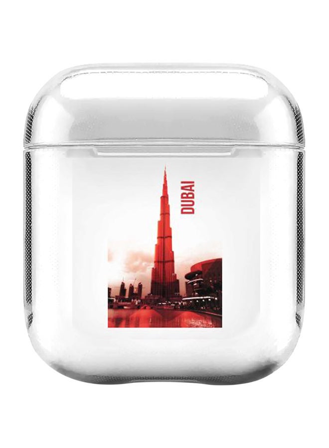 Stylizedd Classic Series Dubai Printed Case With Carabiner For Apple AirPods 2/1 Clear/Red  - Image 1