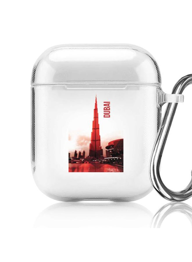 Stylizedd Classic Series Dubai Printed Case With Carabiner For Apple AirPods 2/1 Clear/Red  - Image 5