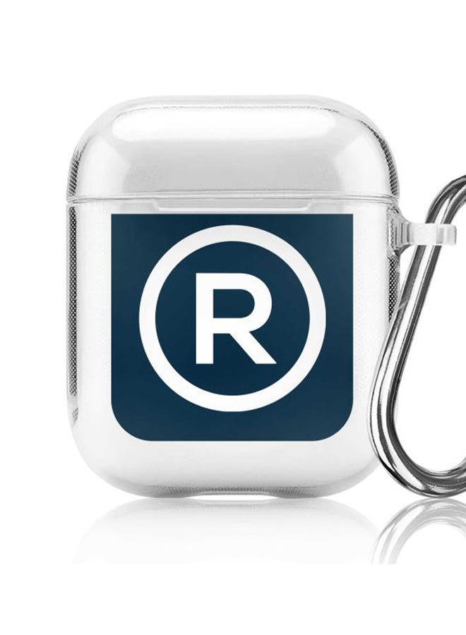 ستايلايزد حافظة من سلسلة كلاسيك مزينة بطبعة شعار العلامة التجارية المسجلة ومزودة بحلقة ذات قفل زنبركي لسماعة أبل آيربودز 2/1 شفاف/أزرق - Image 5
