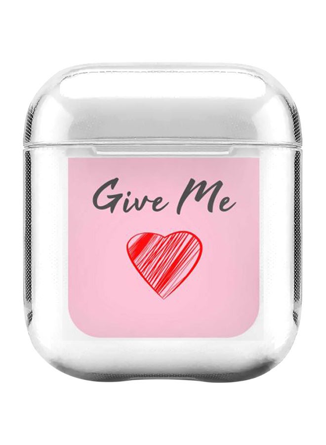 Stylizedd Classic Series Give Me Love Printed Case With Carabiner For Apple AirPods 2/1 Clear/Pink/Red - Image 1